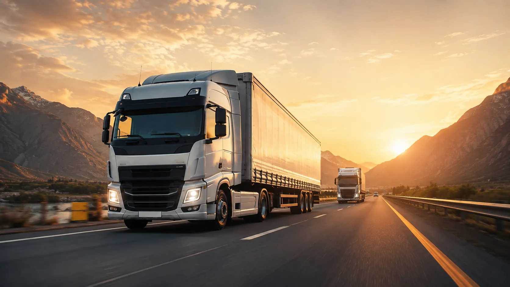 Heavy-duty freight trucks operating across a national highway corridor